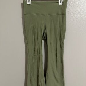 Athleta Sage Green Elation 3/4 Ribbed Crop Flare Pants